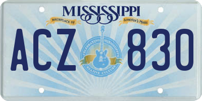 MS license plate ACZ830
