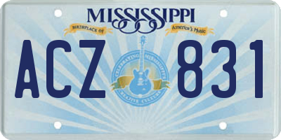 MS license plate ACZ831