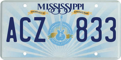 MS license plate ACZ833