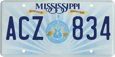 MS license plate ACZ834