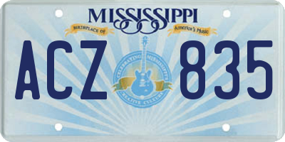 MS license plate ACZ835