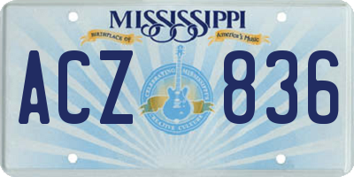 MS license plate ACZ836