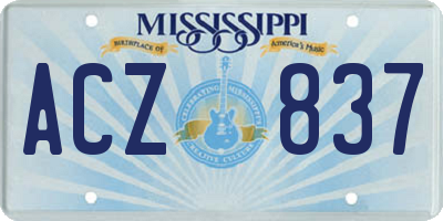 MS license plate ACZ837