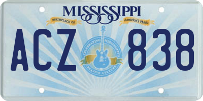 MS license plate ACZ838