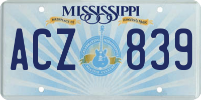 MS license plate ACZ839