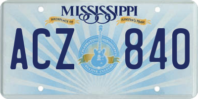 MS license plate ACZ840