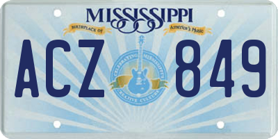 MS license plate ACZ849