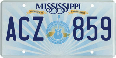 MS license plate ACZ859