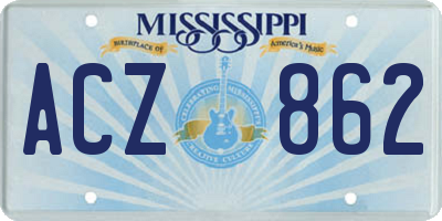 MS license plate ACZ862