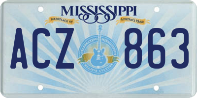 MS license plate ACZ863