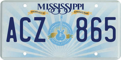 MS license plate ACZ865