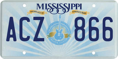 MS license plate ACZ866