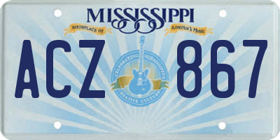 MS license plate ACZ867