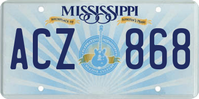 MS license plate ACZ868