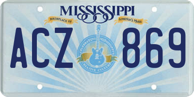 MS license plate ACZ869