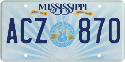 MS license plate ACZ870