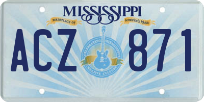 MS license plate ACZ871