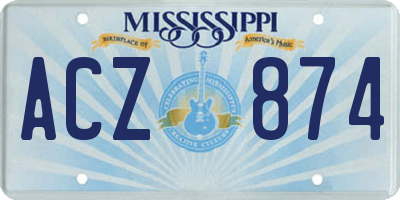 MS license plate ACZ874