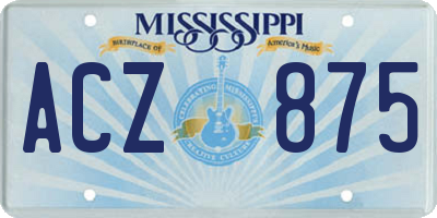MS license plate ACZ875