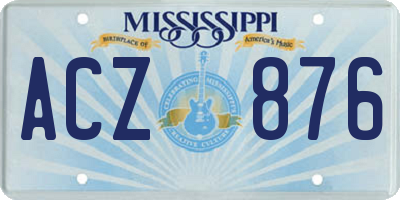 MS license plate ACZ876