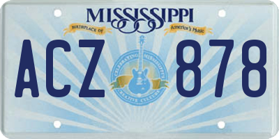 MS license plate ACZ878