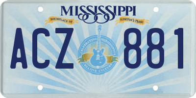MS license plate ACZ881