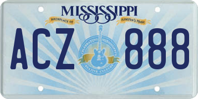 MS license plate ACZ888