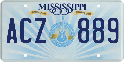 MS license plate ACZ889