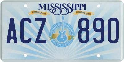 MS license plate ACZ890