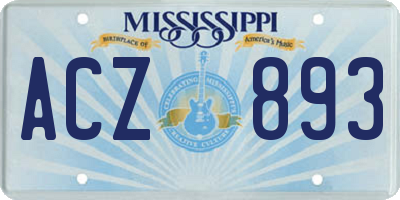 MS license plate ACZ893