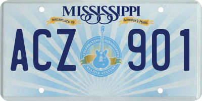 MS license plate ACZ901