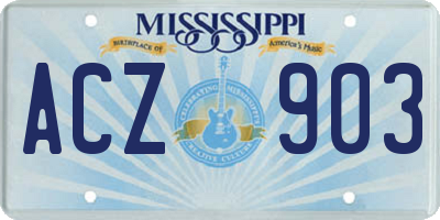 MS license plate ACZ903
