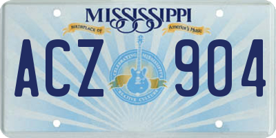 MS license plate ACZ904