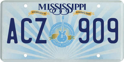 MS license plate ACZ909