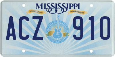 MS license plate ACZ910