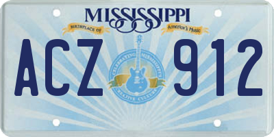 MS license plate ACZ912