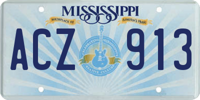 MS license plate ACZ913