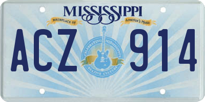 MS license plate ACZ914