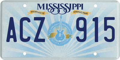 MS license plate ACZ915