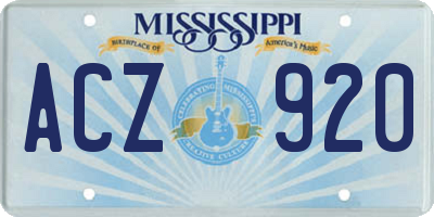 MS license plate ACZ920