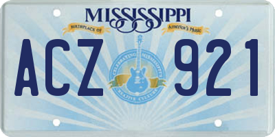 MS license plate ACZ921