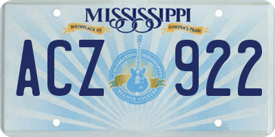 MS license plate ACZ922