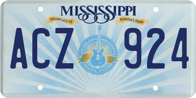 MS license plate ACZ924