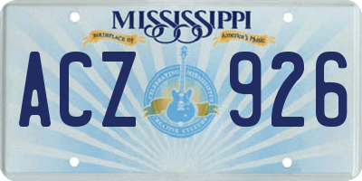 MS license plate ACZ926