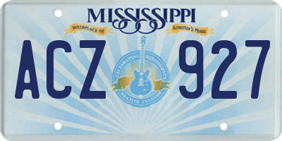 MS license plate ACZ927