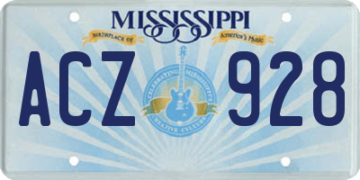 MS license plate ACZ928