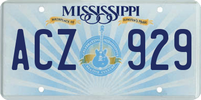 MS license plate ACZ929