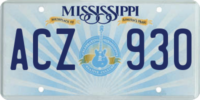 MS license plate ACZ930