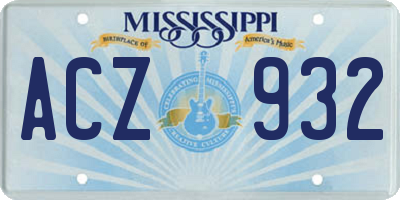 MS license plate ACZ932