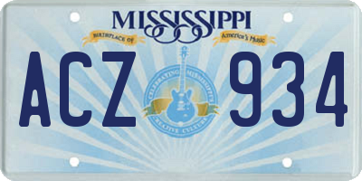 MS license plate ACZ934